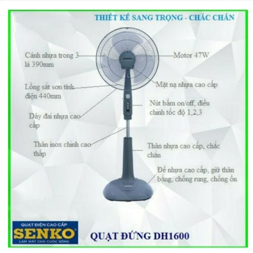Quạt đứng hẹn giờ SENKO DH1600 - Màu ngẫu nhiên - Hàng chính hãng