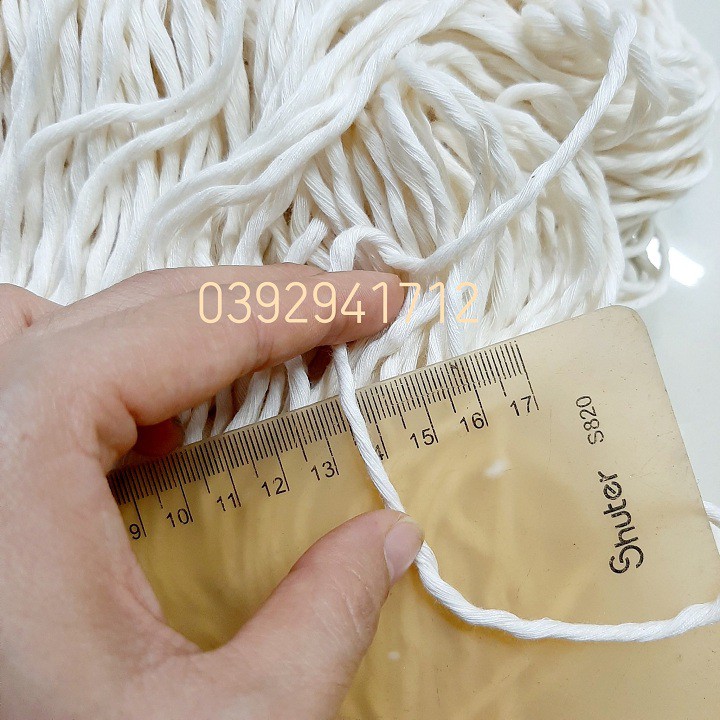 Dây thừng se macrame 1 xoắn , dây cotton- .Màu kem và màu ngà.