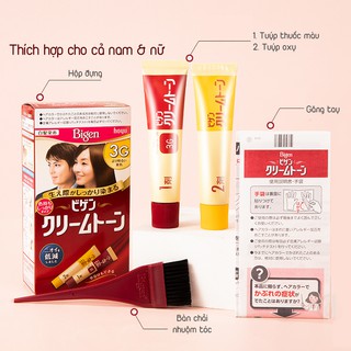 Nhuộm tóc phủ bạc Bigen Cream Tone giữ màu bền lâu 80g