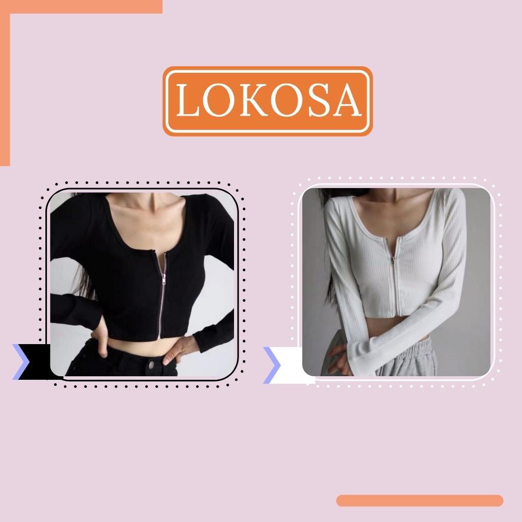 Áo Croptop Ôm Tay Dài SANJOLI Áo Kiểu Croptop Nữ Body Sexy Cổ Tim  Đẹp Bánh Bèo Trắng Đen AO036