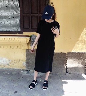 Váy maxi cotton vàng - đen