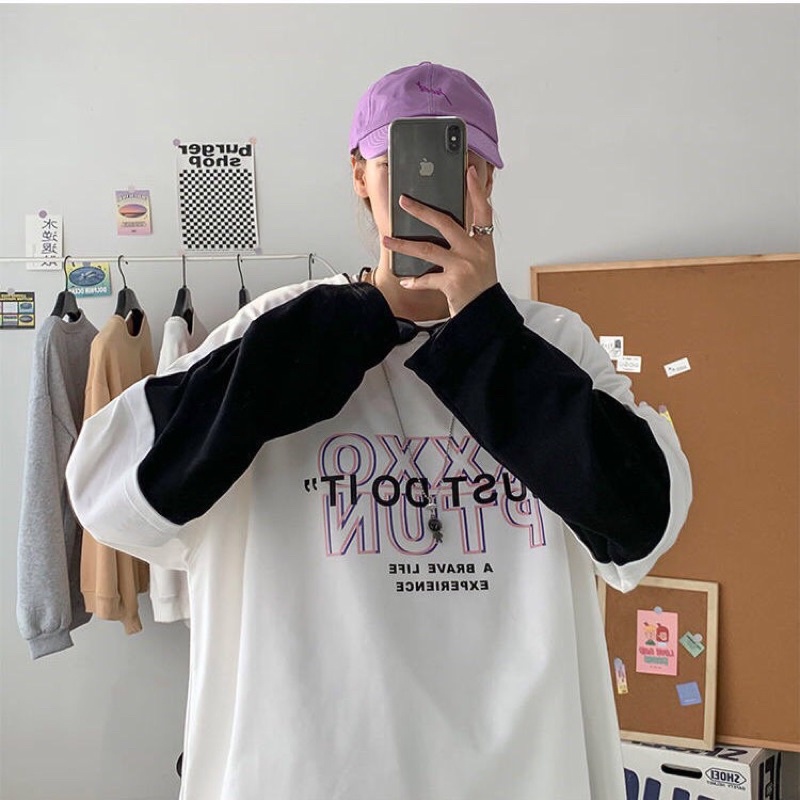 [CÓ ẢNH THẬT] Áo Thun Dài Tay XXO Tay Nối Form Rộng Unisex Nam Nữ 3 Màu Chất Thun Coton Ulzzang