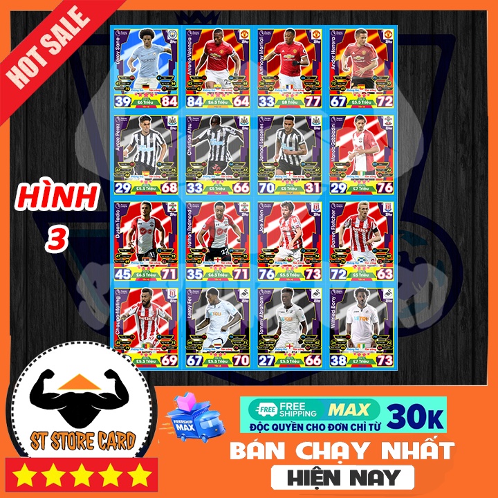 Thẻ cầu thủ Ngoại hạng Anh 2017/18 size Poca Match Attax thẻ in custom ST STORE CARD trên