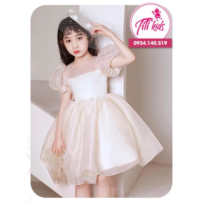 Đầm Bé Gái TiTiKids Đầm Công Chúa Voan Da Tay Phồng CC199