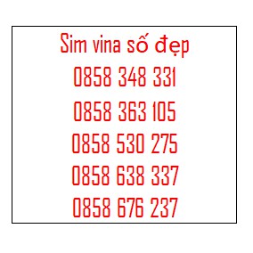 Sim vinaphone trả trước tam hoa, tứ quý, số đẹp update