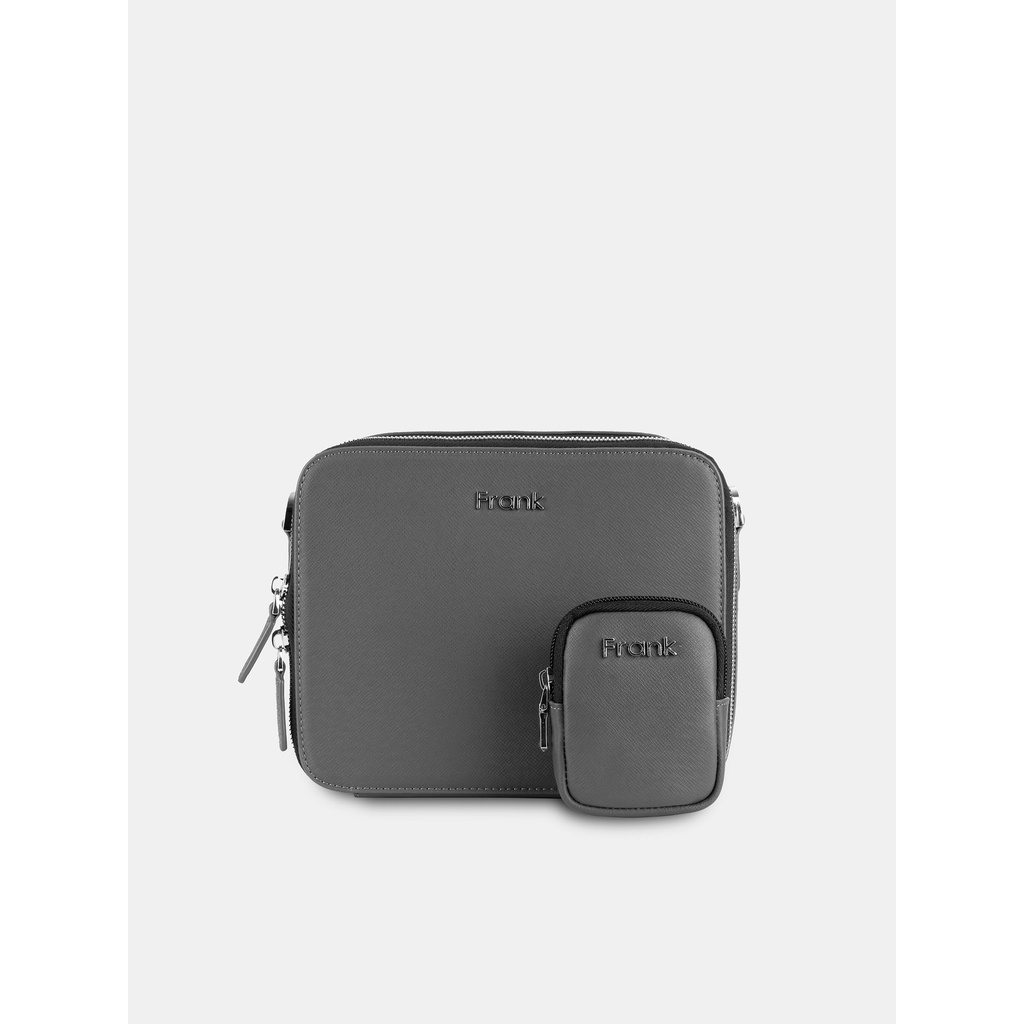 Túi Đeo Chéo Nam Da Bò Taiga Cao Cấp FRANK Paul Duo Messenger Bag Túi Đựng Điện Thoại, Ipad Mini Cho Nam Màu Xám