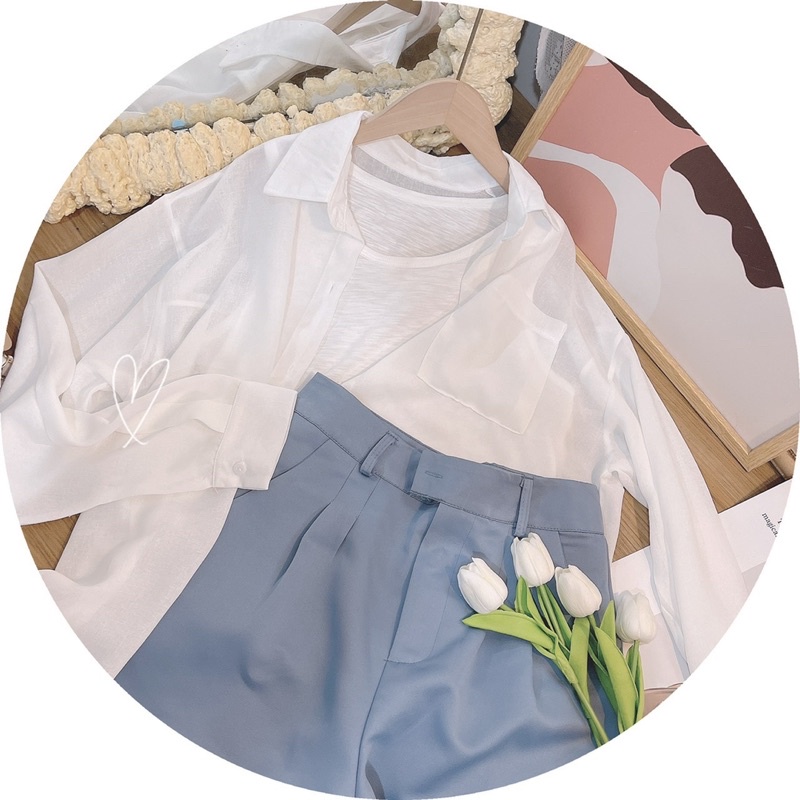 SET 3 MÓN : ÁO KHOÁC TƠ + ÁO LÓT + QUẦN SHORT XANH