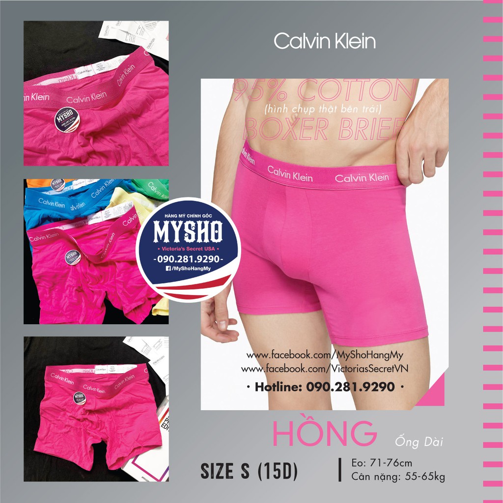 Quần lót CK Nam (15) Màu Hồng - 95% Cotton - Loại quần Boxer Brief (Loại ống Dài)