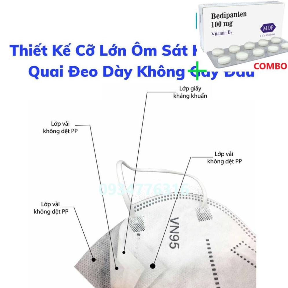 Combo Bedipanten 100mg +  ✅ Khẩu Trang Famapro V N95,Chống Giọt Bắn Tuyệt ĐốI,  4 Lớp Với 1 Lớp Vi Lọc- Hộp 10 cái