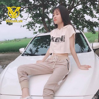 Áo croptop mũ in Ken < Siêu Hot 2019 >