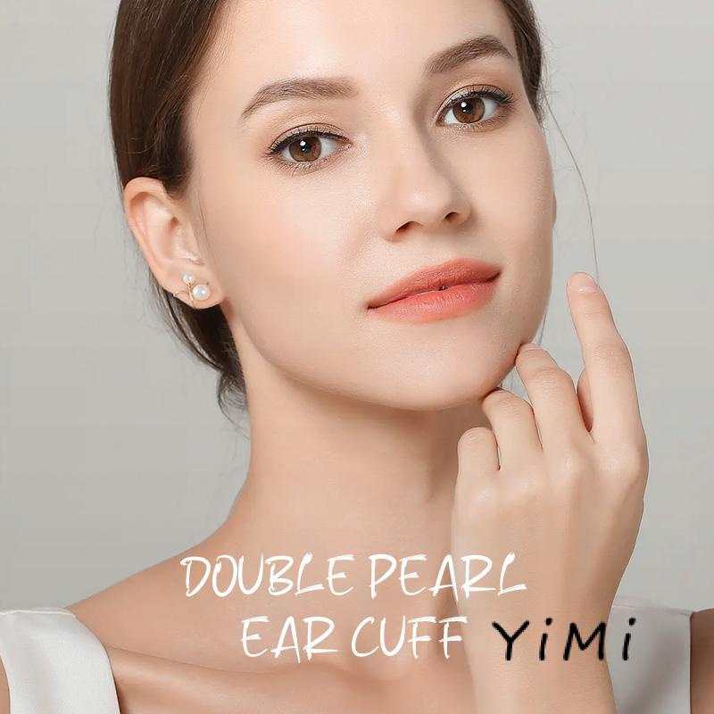 Khuyên Tai Vòng Đôi Bằng Bạc Đính Ngọc Trai Nhân Tạo Phong Cách  Hàn Quốc