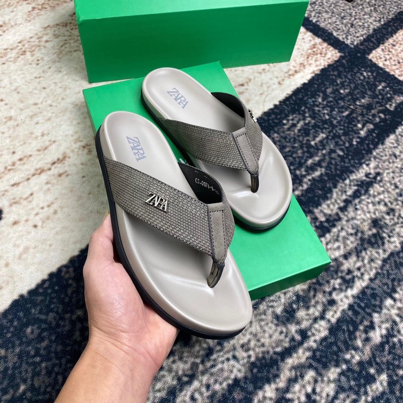 Dép kẹp Da Cao cấp Dép xỏ ngón in hoạ tiết dập vân đế cao su