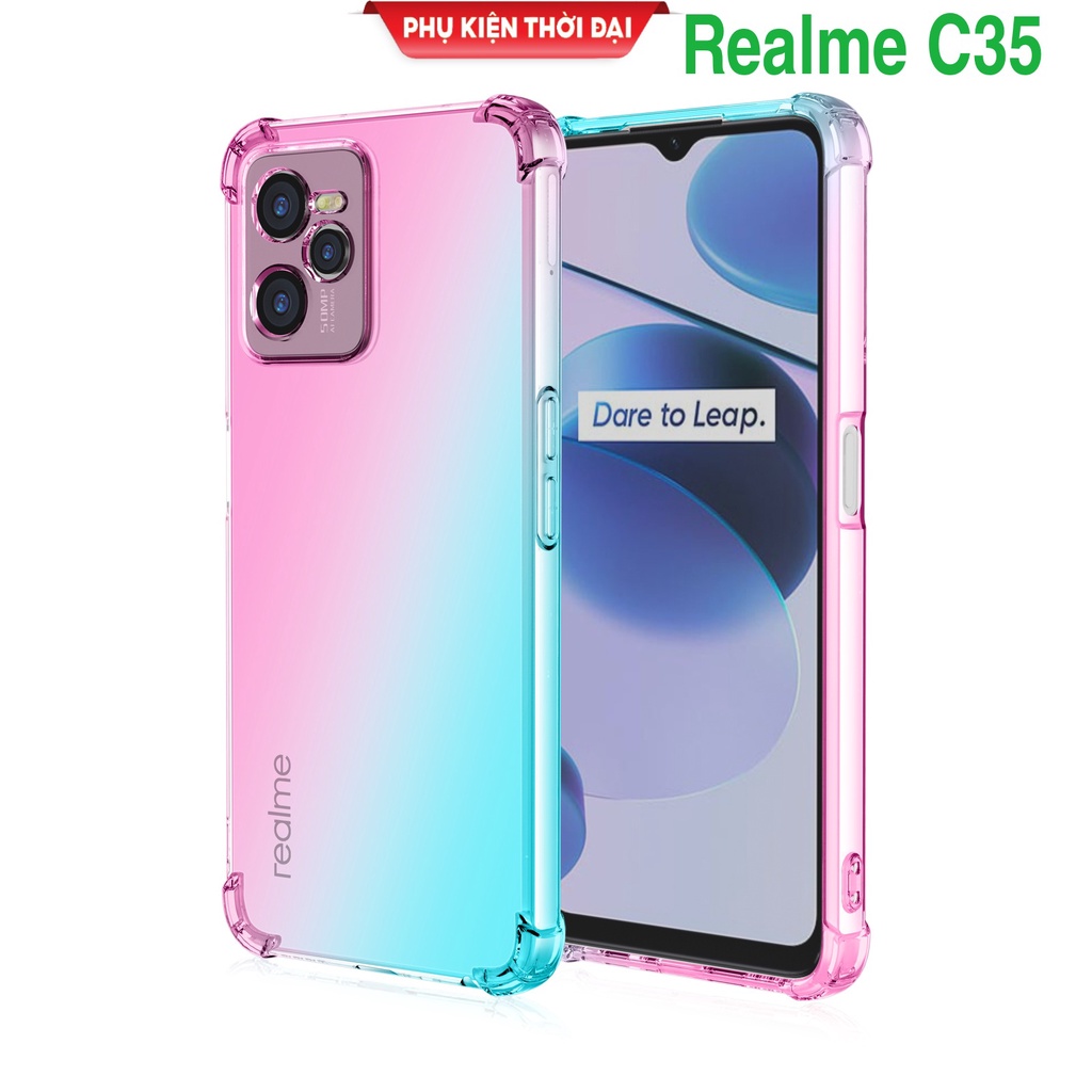 Ốp lưng Realme C35 dẻo đa sắc lồi 4 góc chống sốc thời trang cao cấp