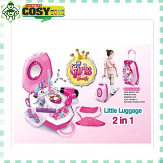 Đồ chơi vali trang điểm cùng các đồ làm đẹp như gương, lược, máy sấy....cho bé (màu hồng)