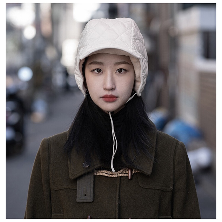 Mũ Cotton Lót Lông Cừu Giữ Ấm Che Tai Chống Gió Kiểu Hàn Quốc Thời Trang Thu Đông Cho Nam Và Nữ
