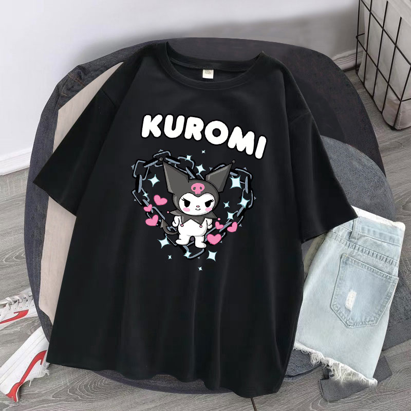 💥💥Áo Thun Ngắn Tay In Hình Kuromi Hoạt Hình Phong Cách Gothic