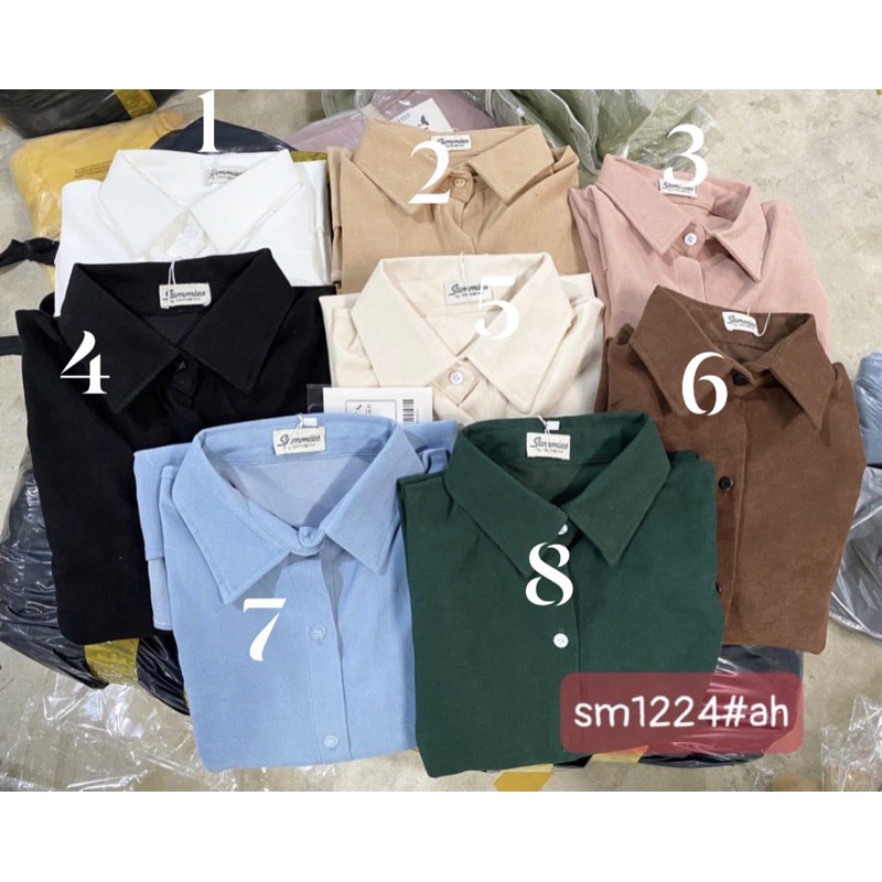 Áo sơ mi nhung tăm chất đẹp hàng Qc 1224
