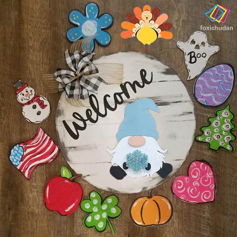 Welcome Door Sign Interchangeable Seasonal Home Sign Rustic Farmhouse Decor Front Door Decor For Home