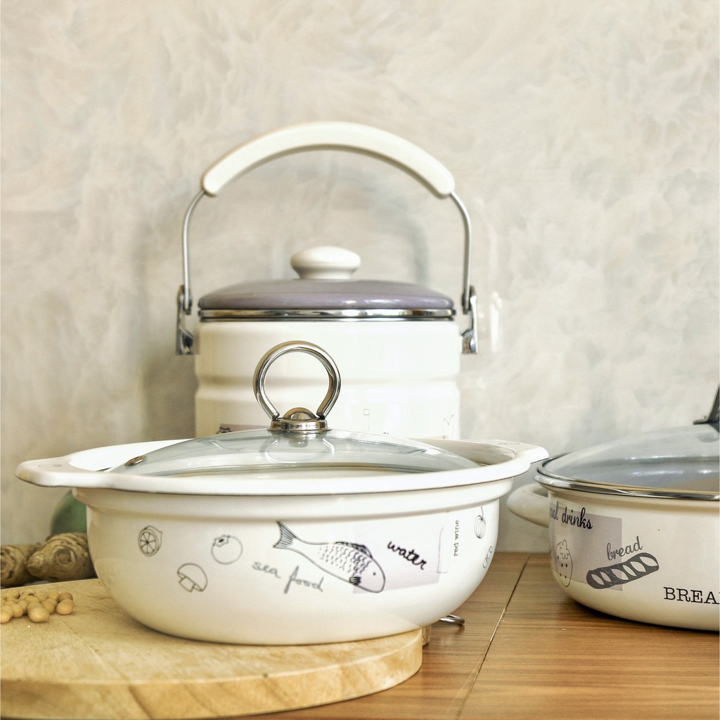 Nồi thép tráng men nhập khẩu cao cấp CHEFTINA - dùng được bếp từ, kích thước 18 cm