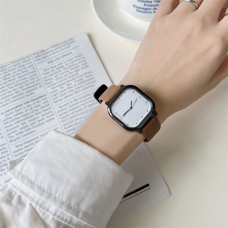 Đồng Hồ Nam Nữ Mặt Vuông Dây Da Hiệu ROSIVGA