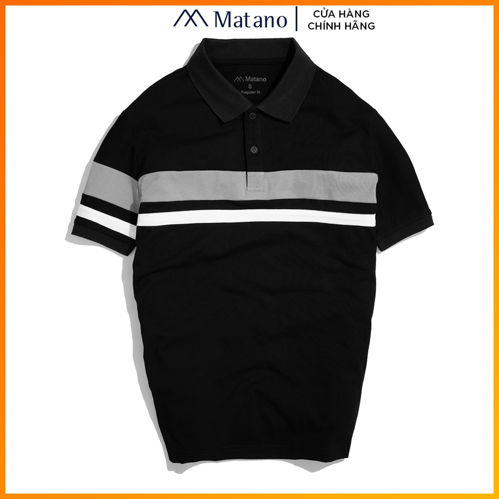 Áo thun polo nam có cổ đẹp MATANO - Áo phông polo nam cổ trụ vải cá sấu cotton hàng hiệu phối màu kẻ sọc lịch lãm PO042 | BigBuy360 - bigbuy360.vn