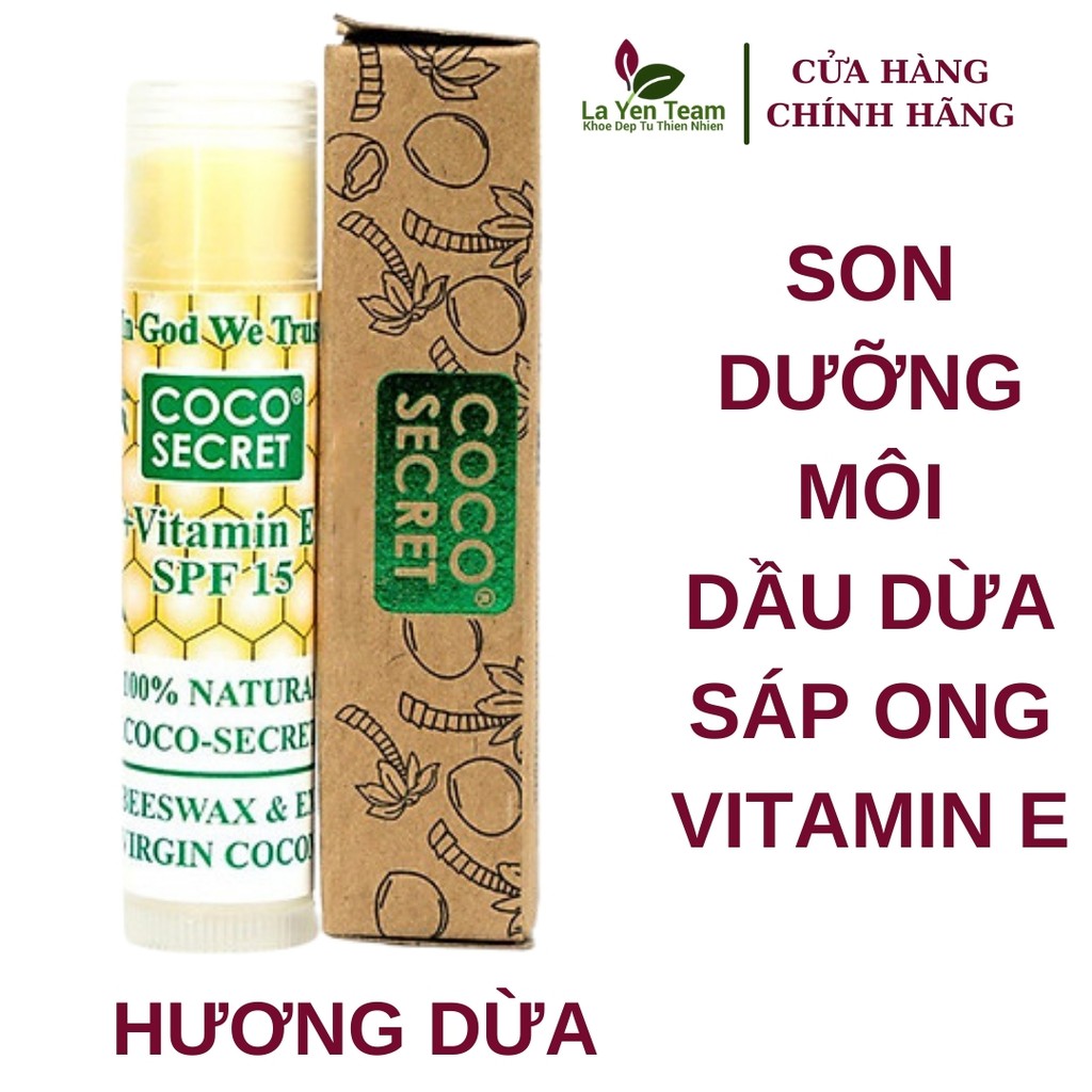 Son Dưỡng Môi Tinh Dầu Dừa Sáp Ong Vitamin E Coco Secret 5g Mềm Mượt Môi