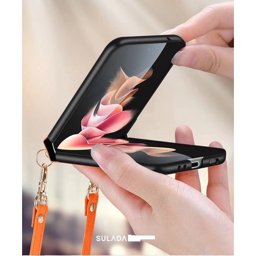 Ốp lưng Chính Hãng Sulada Da Thời Trang Có dây đeo cho Samsung Galaxy Z Flip 3 | ZFlip 4