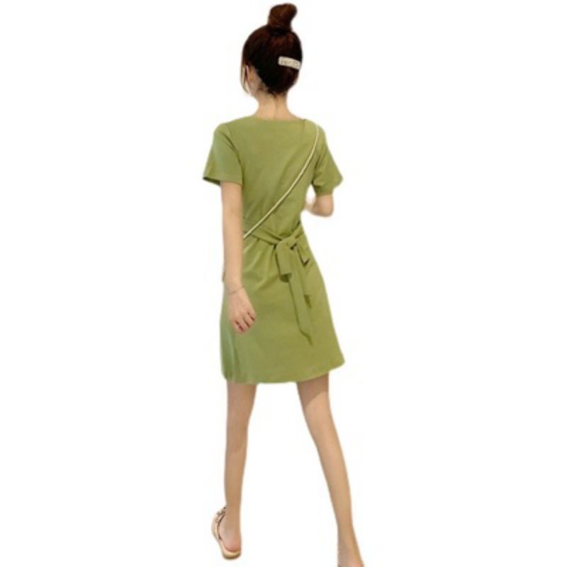 Đầm Nữ Cổ Chữ V Cột Dây Nhấn Eo Thời Trang Mùa Hè Phong Cách Mới