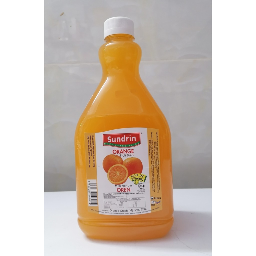 [Bình lớn 2 Lít - CAM] Nước ép trái cây [Malaysia] SUNDRIN Orange Fruit Drink (halal) (tmth-hk)