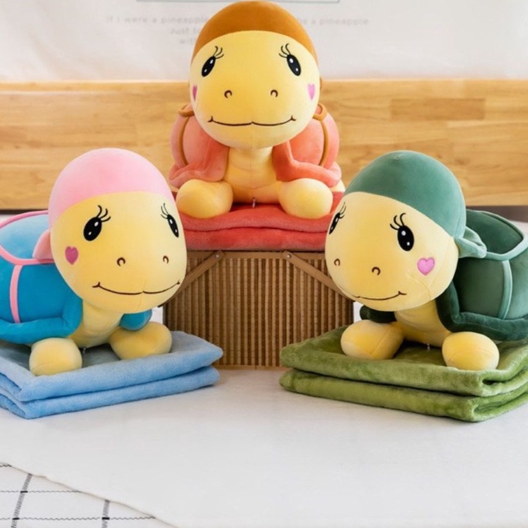 Gấu Bông 3IN1 - Bộ chăn gối văn phòng hình ninja rùa may mắn T2 - GIADUNGHANOI39