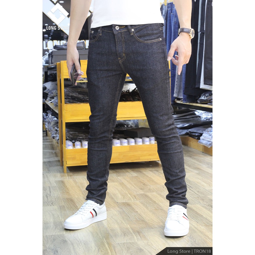 Quần jean nam trơn màu tiêu đen ✅FREESHIP✅ Quần bò nam dáng ôm SLIMFIT skinny co giãn cao cấp - Tron18