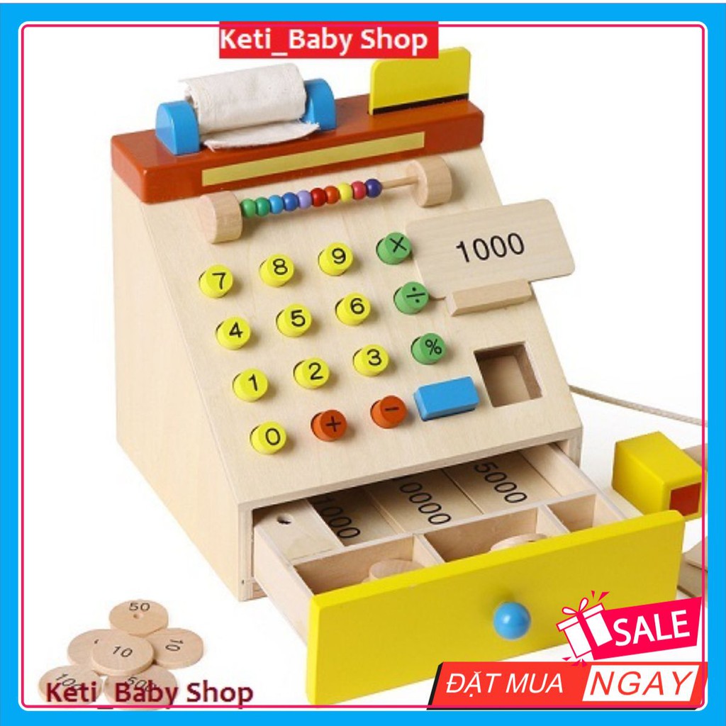 Đồ Chơi Gỗ Montessori Máy Tính Tiền Siêu Thị