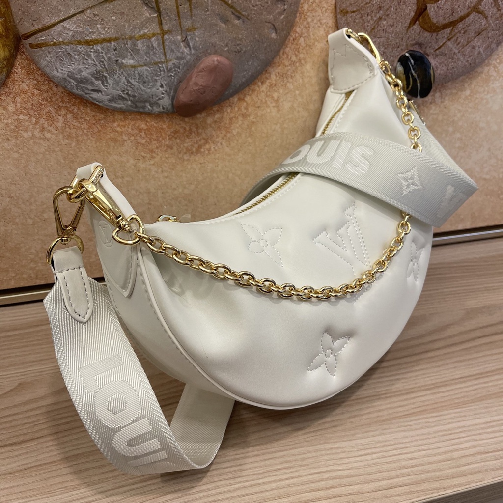 Túi Half Moon nữ da thật thời trang cao cấp Louis Vuitton LV thiết kế logo dập nổi, phong cách năng động