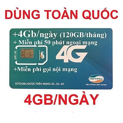 Sim V120N 4GB/Ngày VIETTEL 4G Miễn Phí Nghe Gọi Nội Mạng, Ngoại Mạng - Hàng Chính Hãng