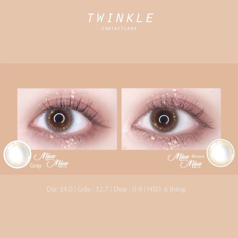 Kính áp tròng/Lens nhũ chân mèo Miew Brown/Gray Lens Twinkle