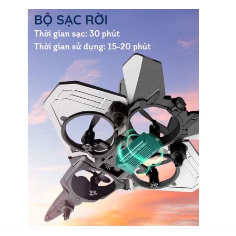 Máy Bay Điều Khiển Từ Xa RC 2.4 - Máy Bay Phản Lực RC V17 Trang Bị 4 Cánh Quạt Đơn Giản Khi Sử Dụng An Toàn Cho Bé