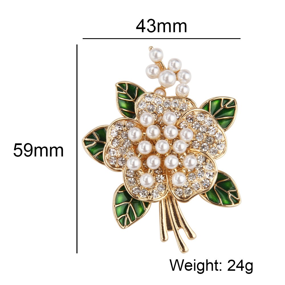 Cài áo thời trang phong cách Châu Âu hạt phối lá xanh GC218