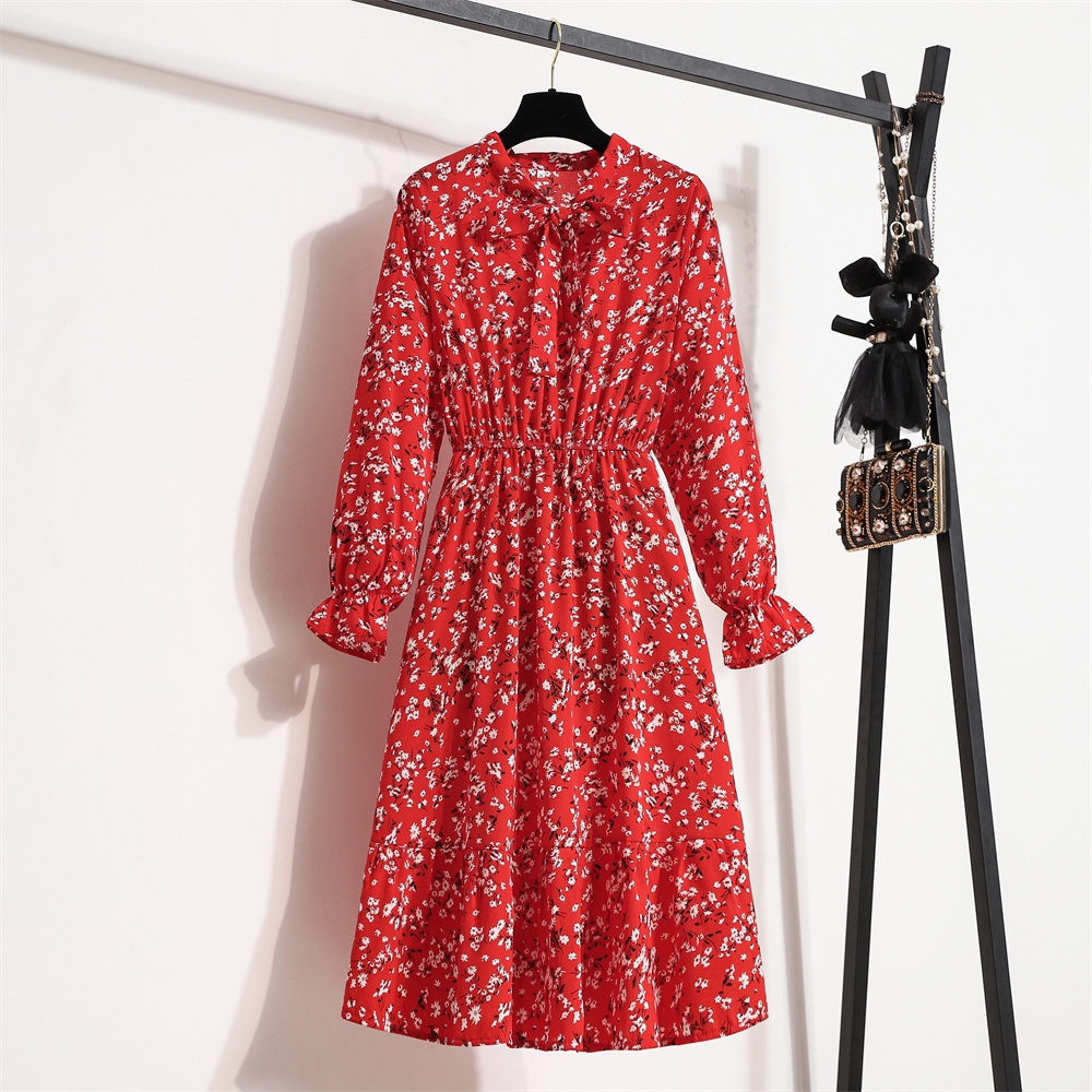 Đầm Midi Chữ A Eo Cao Tay Dài In Họa Tiết Hoa Thời Trang Mùa Hè 4 Phong Cách Mới Cho Nữ