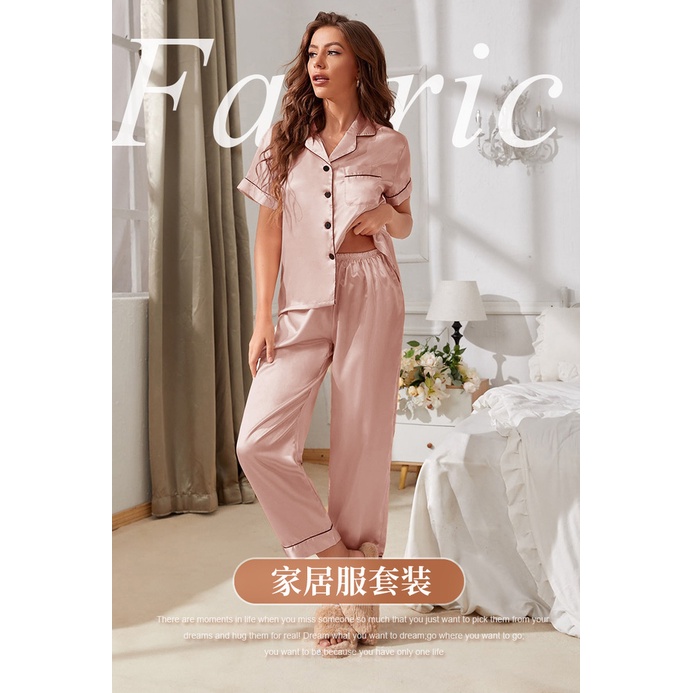 Bộ Đồ Ngủ Hai Mảnh Dáng Rộng Cài Nút Thời Trang Gợi Cảm Cho Nữ