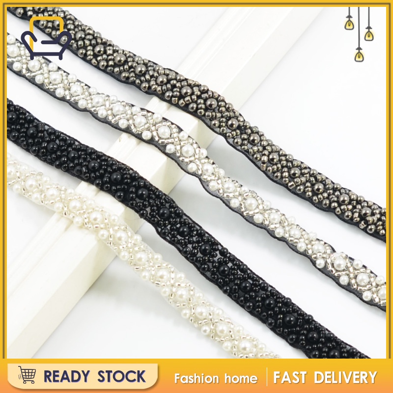 Cuộn Dây Ruy Băng Hạt Ngọc Trai Dài 1cm Màu Đen 2ness Dùng Làm Đồ Thủ Công