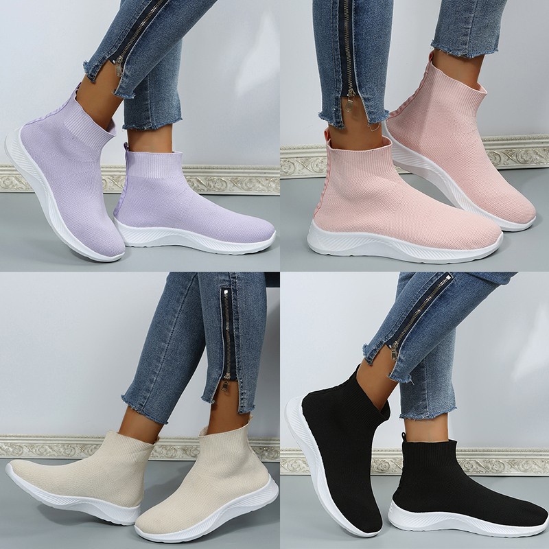 Giày Thể Thao Cao Cổ Size Lớn 36-43 Phong Cách Mới 2022 Phong Cách Hàn Quốc Cho Nữ