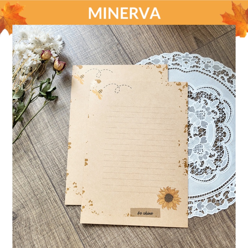 Set 10 tờ Giấy viết thư tay, lá thư viết tay 15x20 cm giấy kraft phong cách retro , họa tiết phù hợp với mọi chủ đề