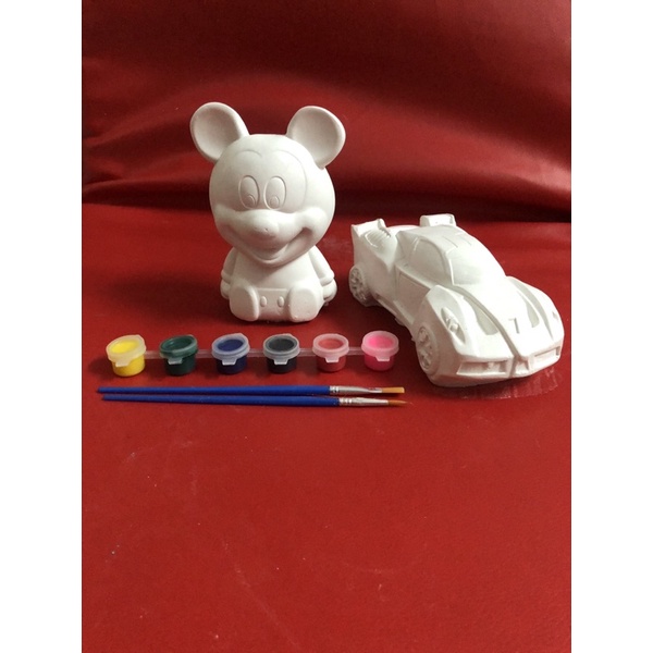 Tượng tô màu sét 2 con kèm màu +2 cọ( 19cm)