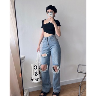 Áo crop thun dây xích ĐEN
