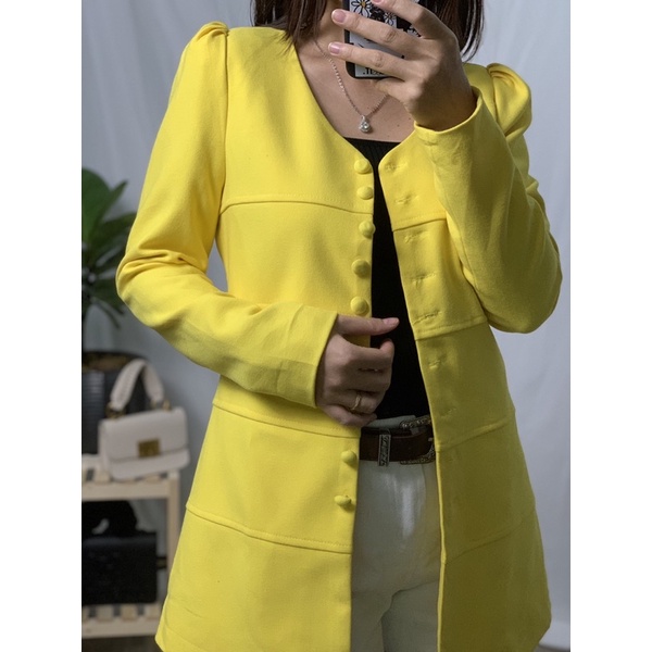 Áo blazer 2hand màu vàng tươi