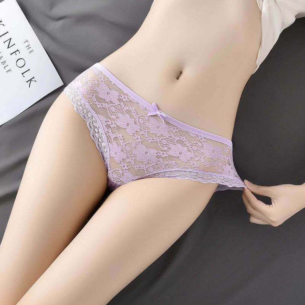 Quần lót cotton phối ren hoa đính nơ quyến rũ dành cho nữ
