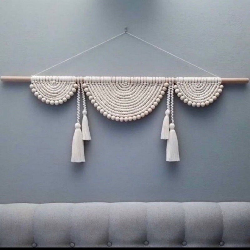 Mành macrame sang trọng thanh gỗ 1m2
