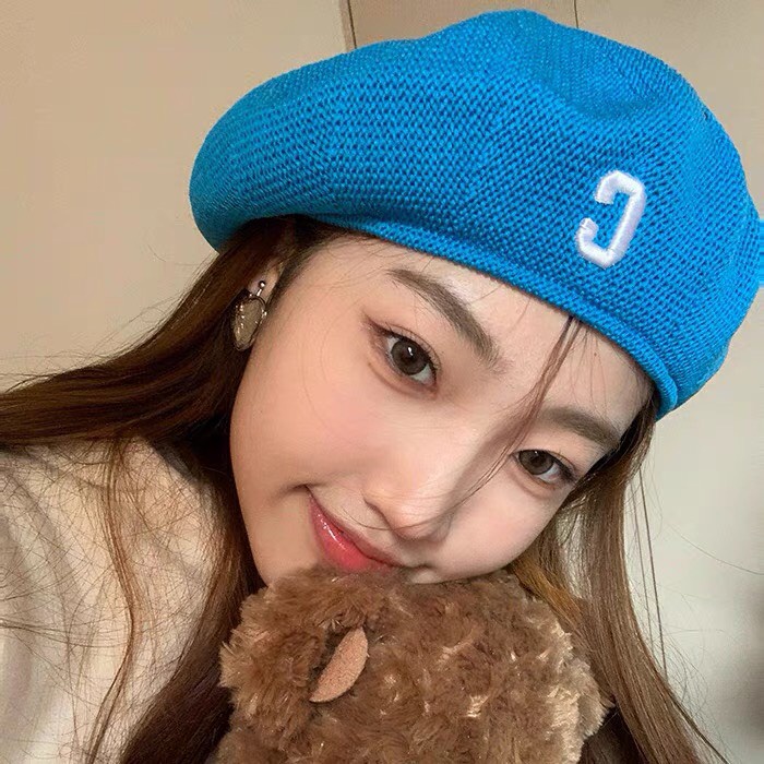 Nón beret Phối Lưới In Chữ C Thời Trang Nhật Bản Xinh Xắn Cho Nữ