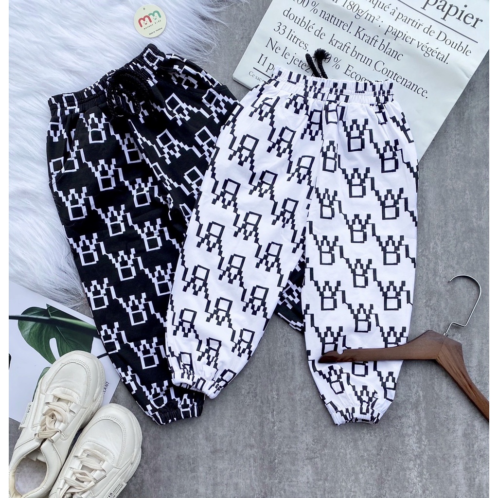 Set thể thao bé gái tập nhảy cá tính áo croptop bò sữa quần jogger thun cotton co dãn thoải mái cho bé 13kg đến 22kg