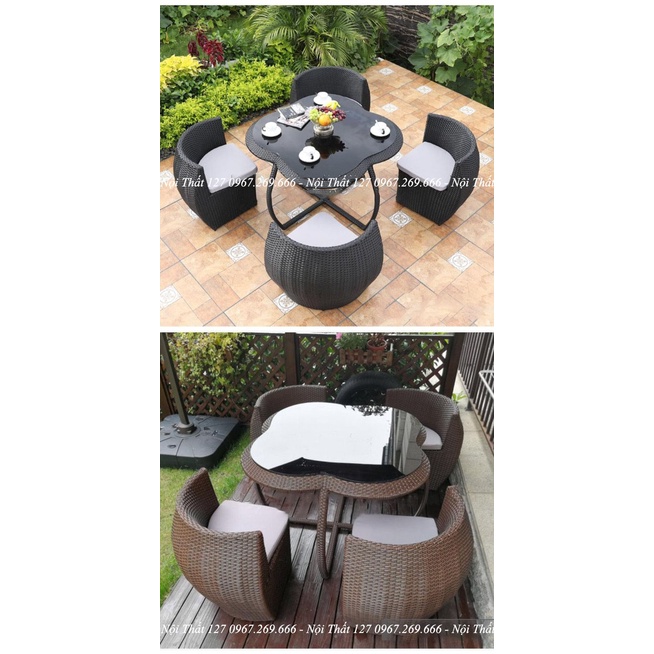Bộ Bàn Ghế Hoa 4 Cánh Thông Minh Sân Vườn |Ban Công|Phòng Khách Trang Trí Nhà Cửa Đa Năng Tiện Lợi